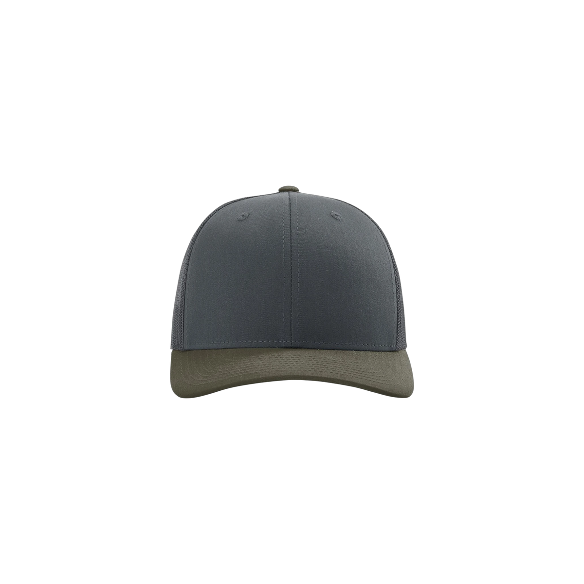Richardson Trucker in Gunmetal/ Gunmetal/ Chocolate Chip — custom branded by Motive