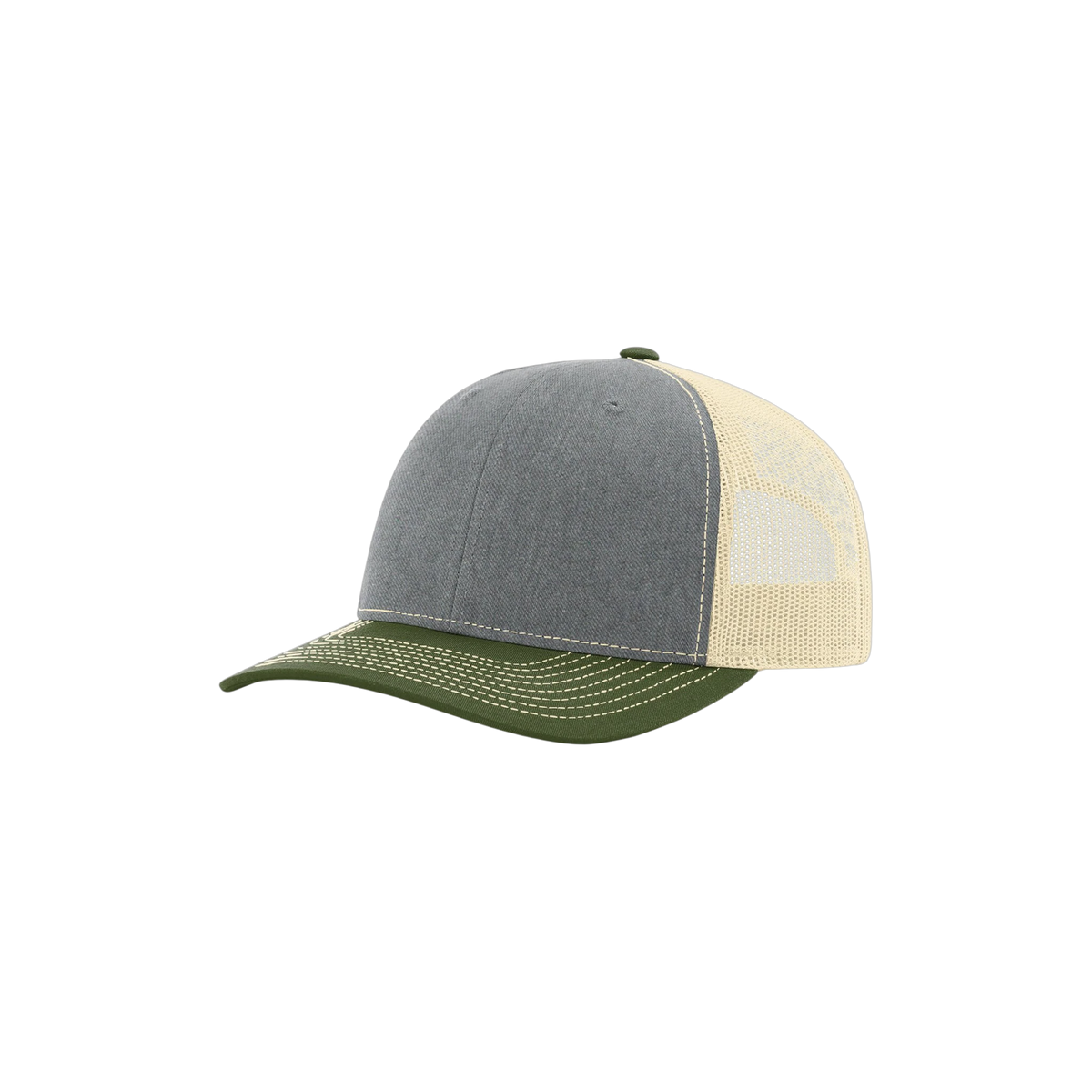 Richardson Trucker in Heather Grey/ Birch/ Army Olive
