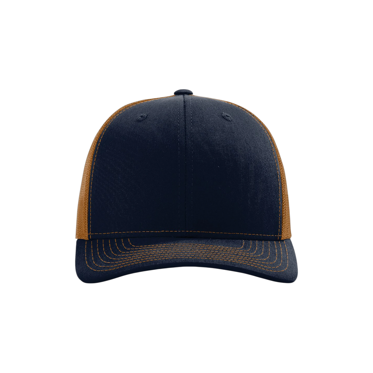 Richardson Trucker in Navy/ Caramel — custom branded by Motive