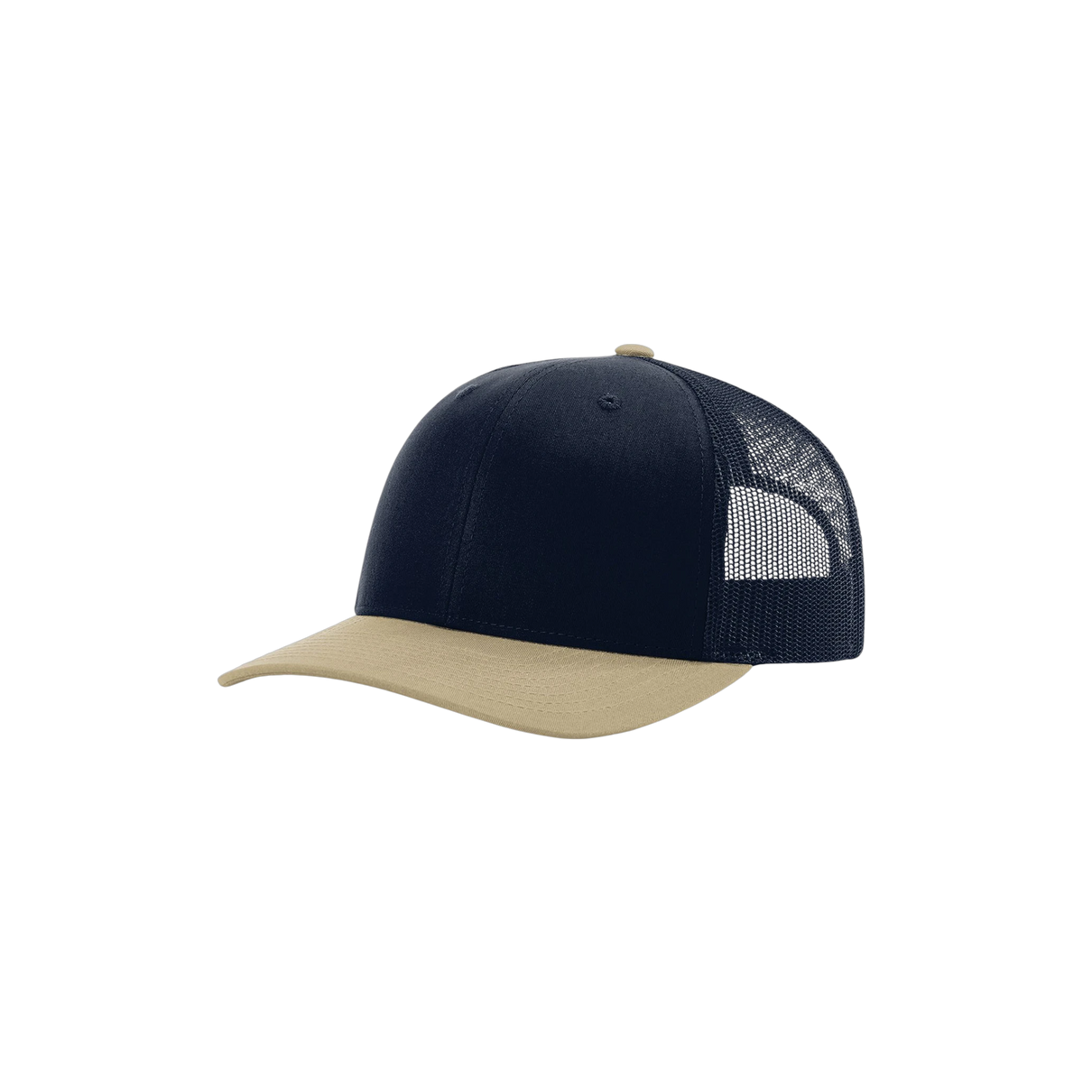 Richardson Trucker in Navy/ Navy/ Khaki — custom branded by Motive