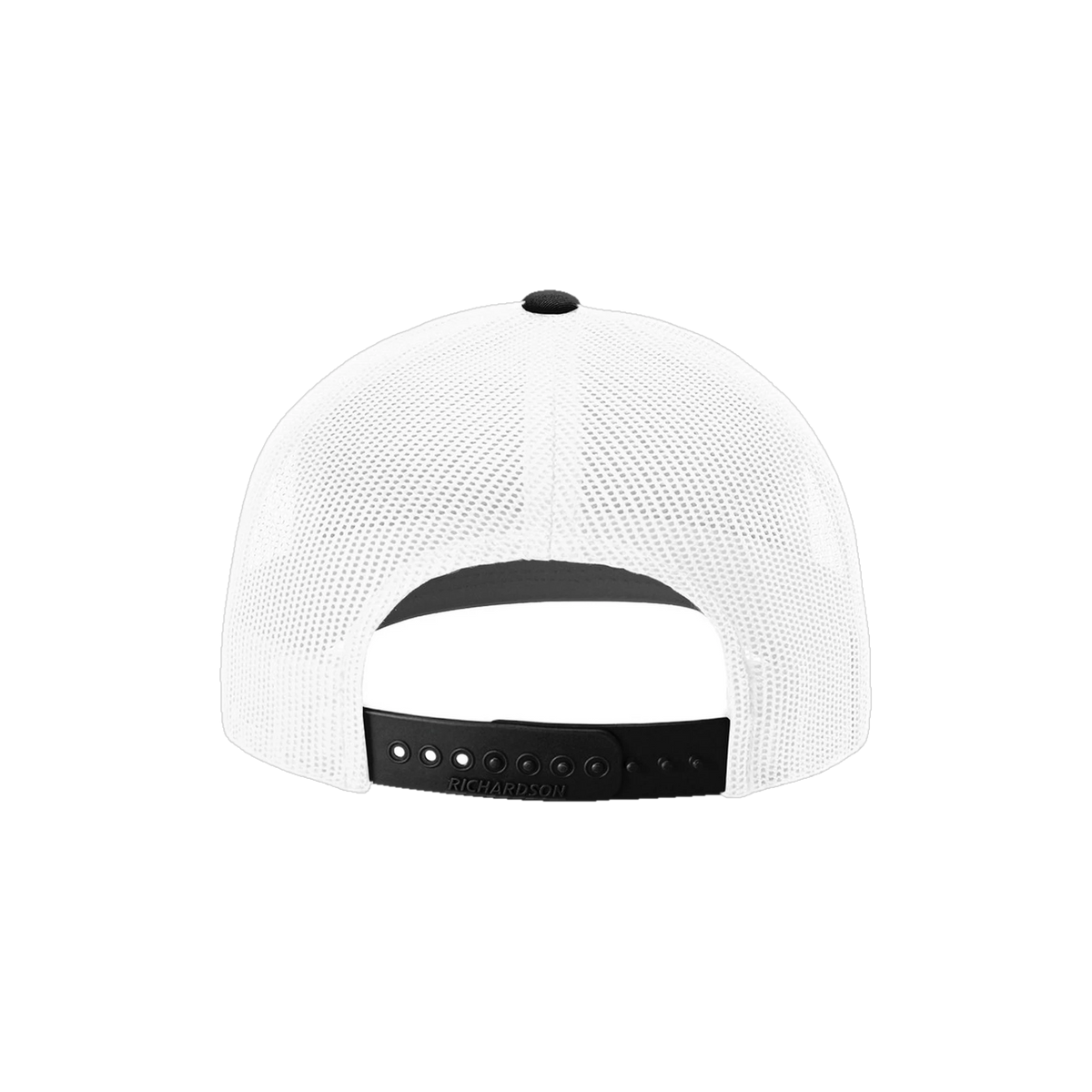 Richardson Trucker in White/ White/ Black — custom branded by Motive