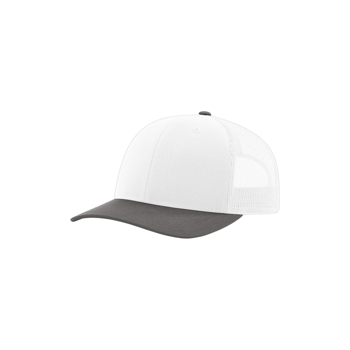 Richardson Trucker in White/ White/ Charcoal — custom branded by Motive
