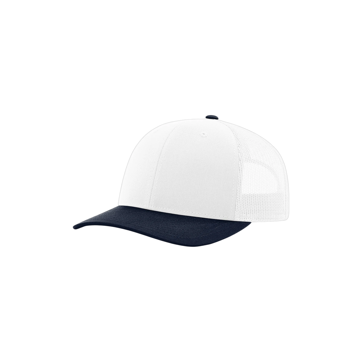 Richardson Trucker in White/ White/ Navy — custom branded by Motive