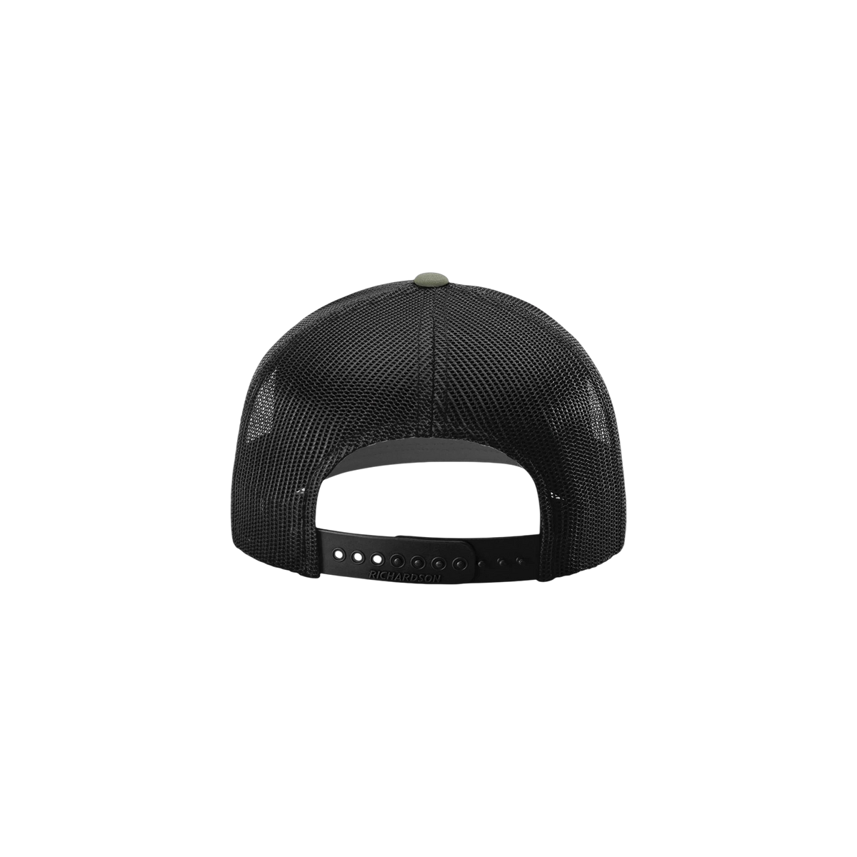 Richardson R-Flex Adjustable Trucker in Loden/ Black — custom branded by Motive