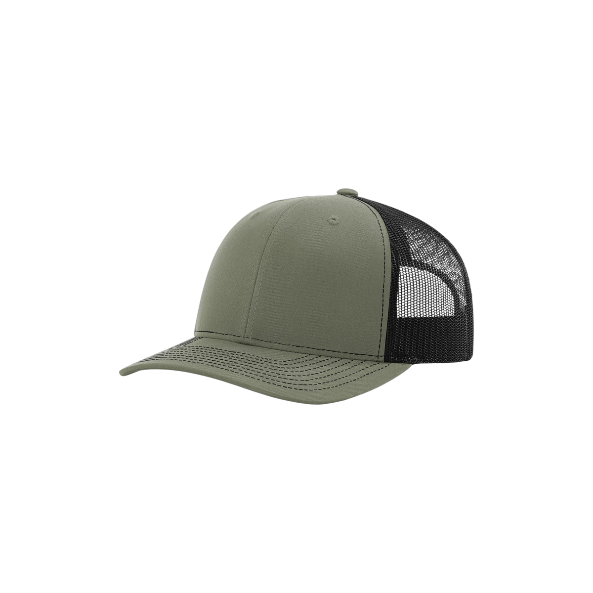 Richardson R-Flex Adjustable Trucker in Loden/ Black — custom branded by Motive