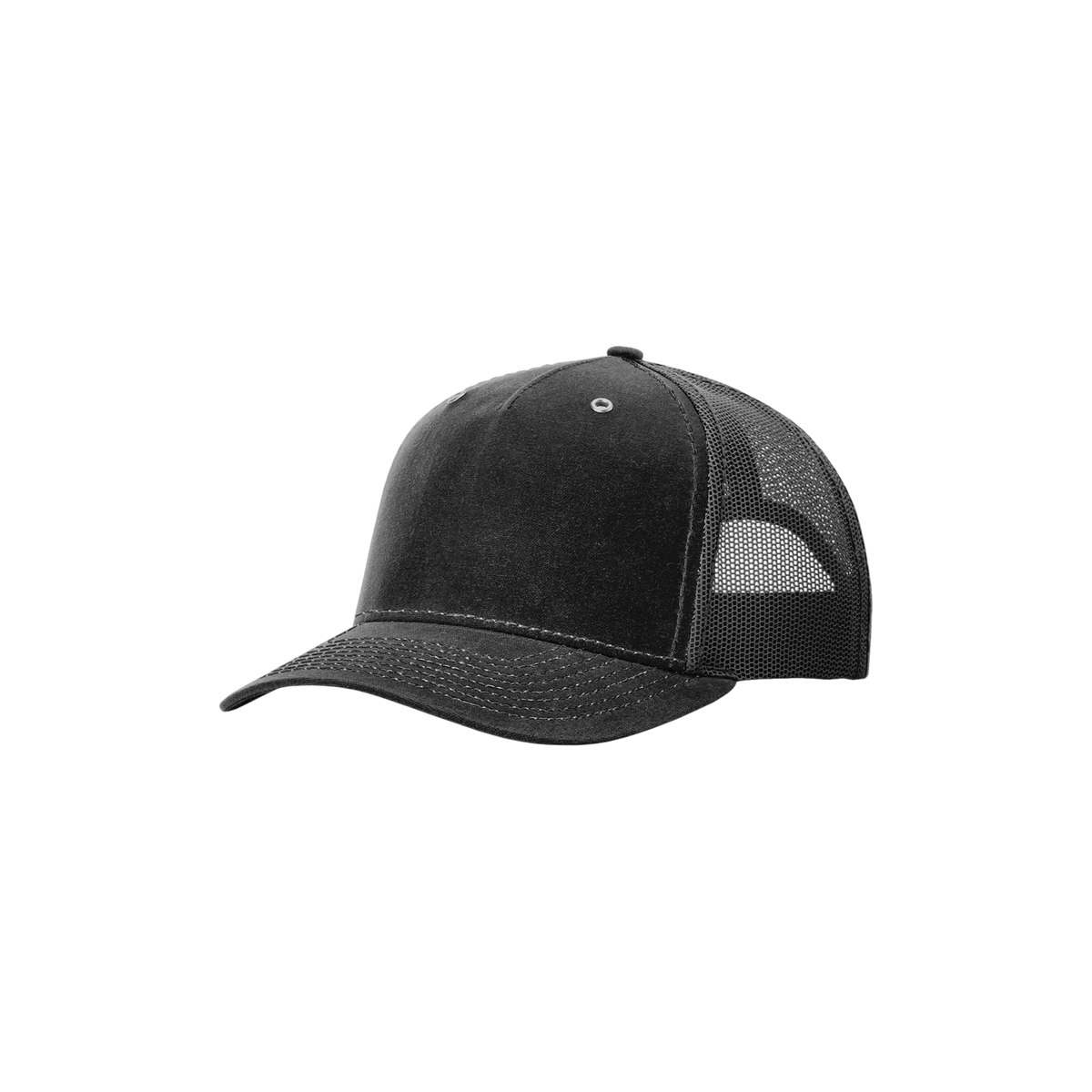 Richardson Hawthorne Waxed Cap in Black — custom branded by Motive