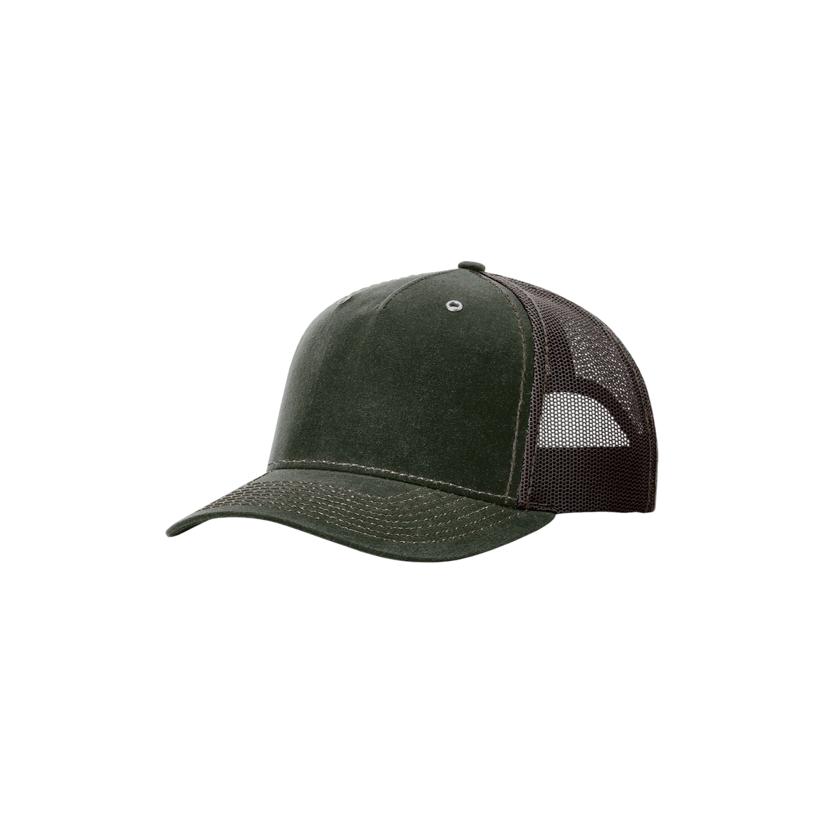 Richardson Hawthorne Waxed Cap in Dark Olive/ Coffee — custom branded by Motive