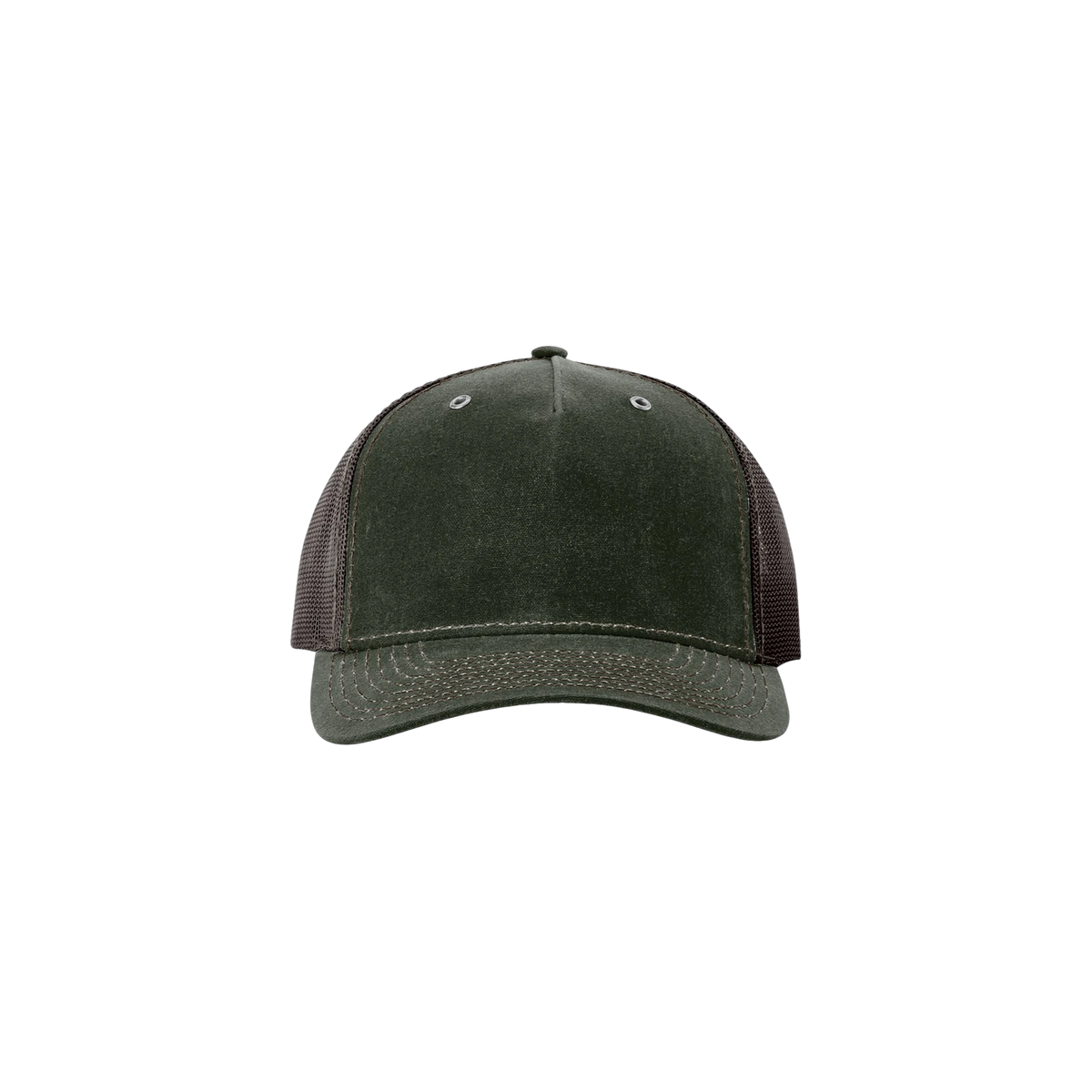 Richardson Hawthorne Waxed Cap in Dark Olive/ Coffee — custom branded by Motive