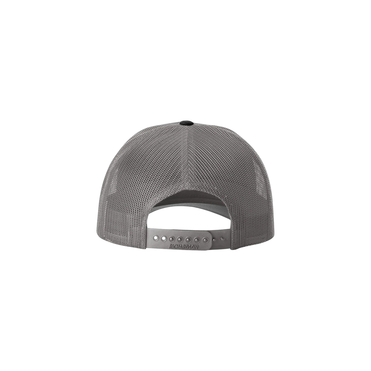 Richardson Low Pro Trucker in Black/ Charcoal — custom branded by Motive