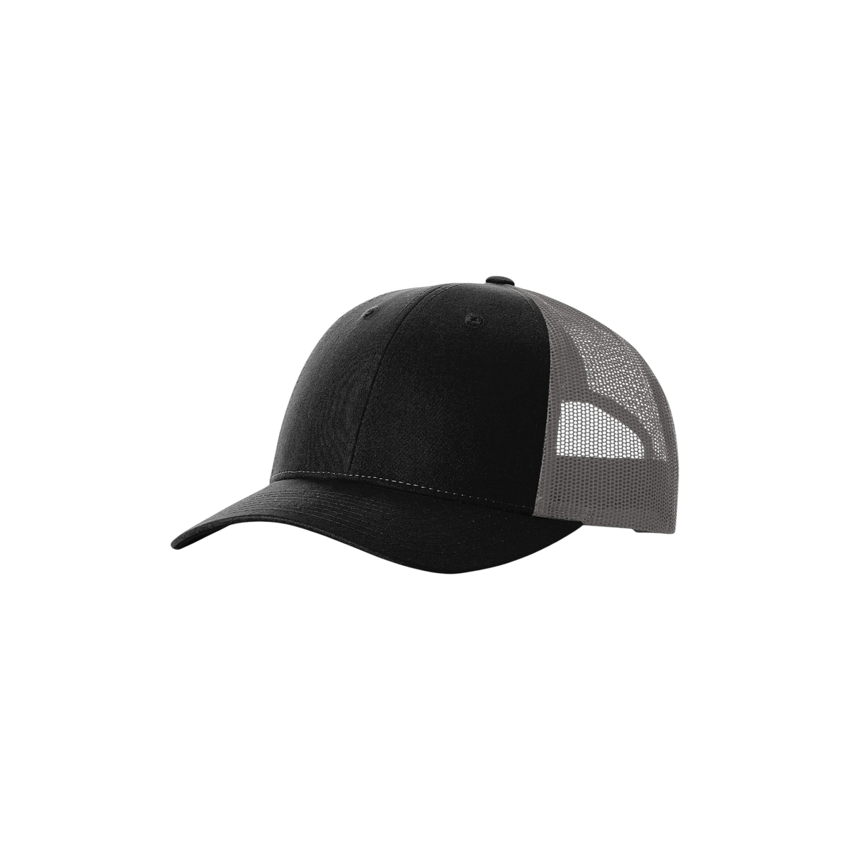 Richardson Low Pro Trucker in Black/ Charcoal — custom branded by Motive