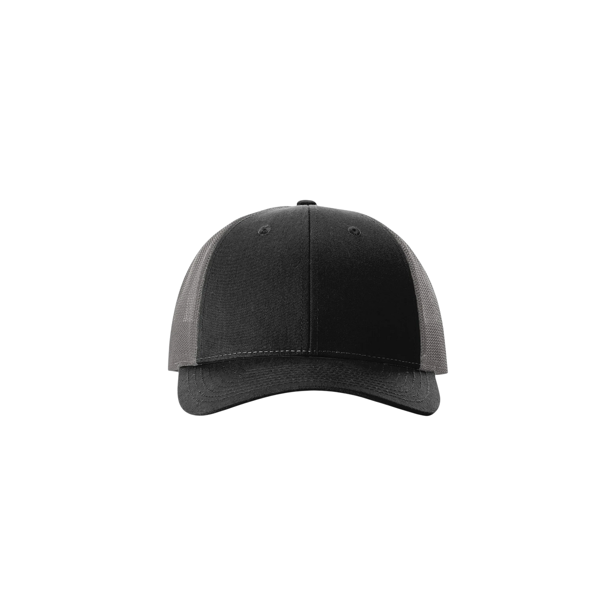 Richardson Low Pro Trucker in Black/ Charcoal — custom branded by Motive