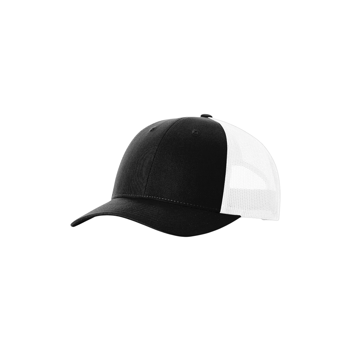 Richardson Low Pro Trucker in Black/ White — custom branded by Motive