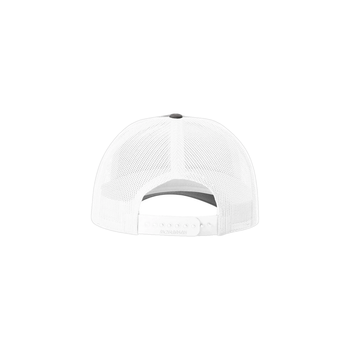 Richardson Low Pro Trucker in Charcoal/ White — custom branded by Motive