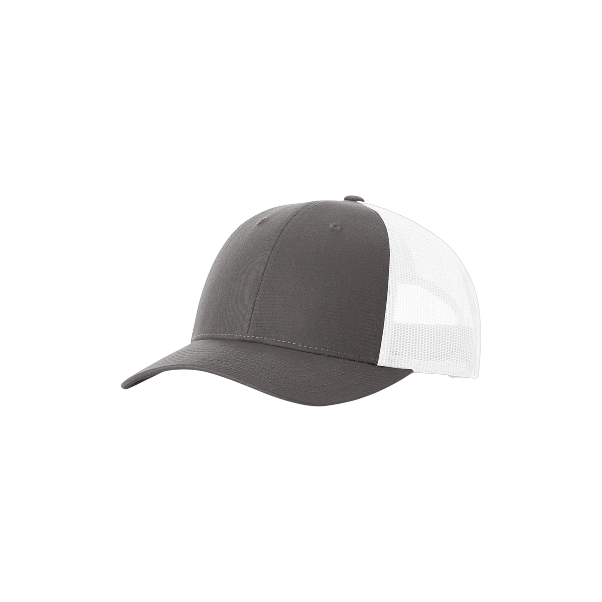Richardson Low Pro Trucker in Charcoal/ White — custom branded by Motive