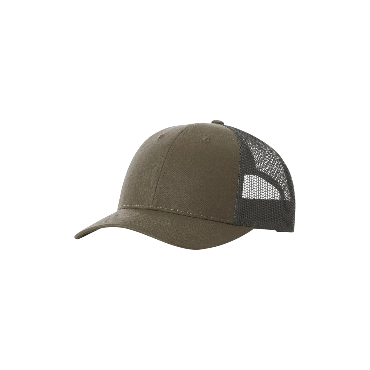 Richardson Low Pro Trucker in Chocolate Chip/ Grey Brown — custom branded by Motive