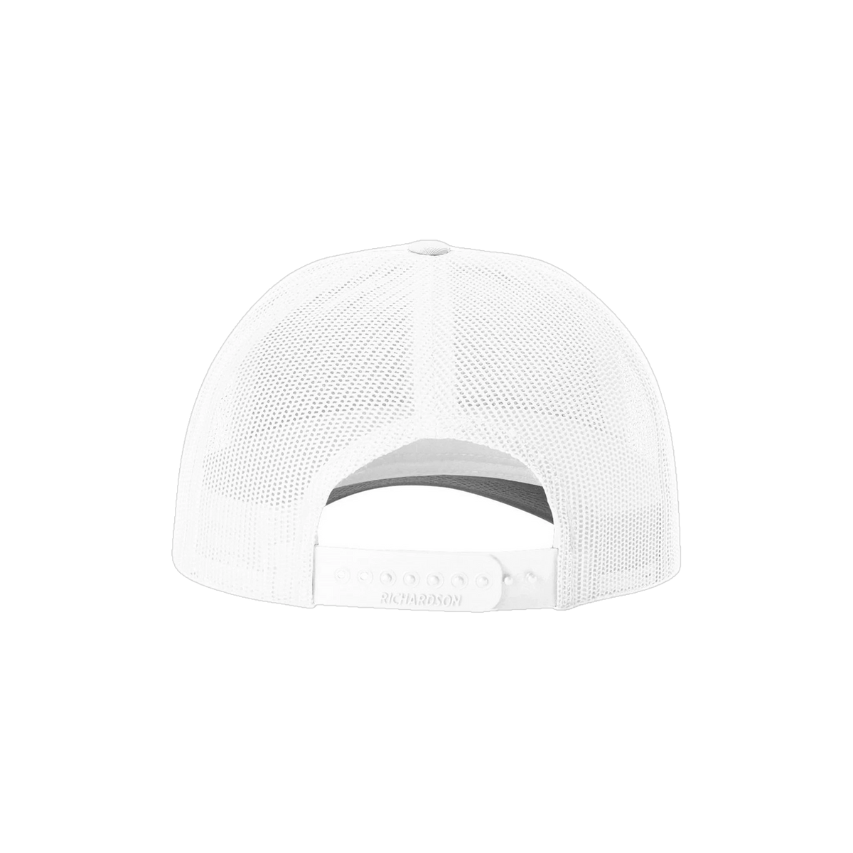 Richardson Low Pro Trucker in White — custom branded by Motive
