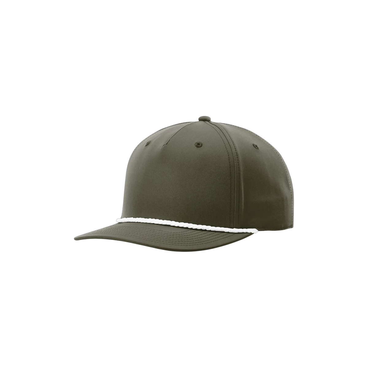 Richardson 5-Panel Rope Cap in Dark Olive/ White — custom branded by Motive