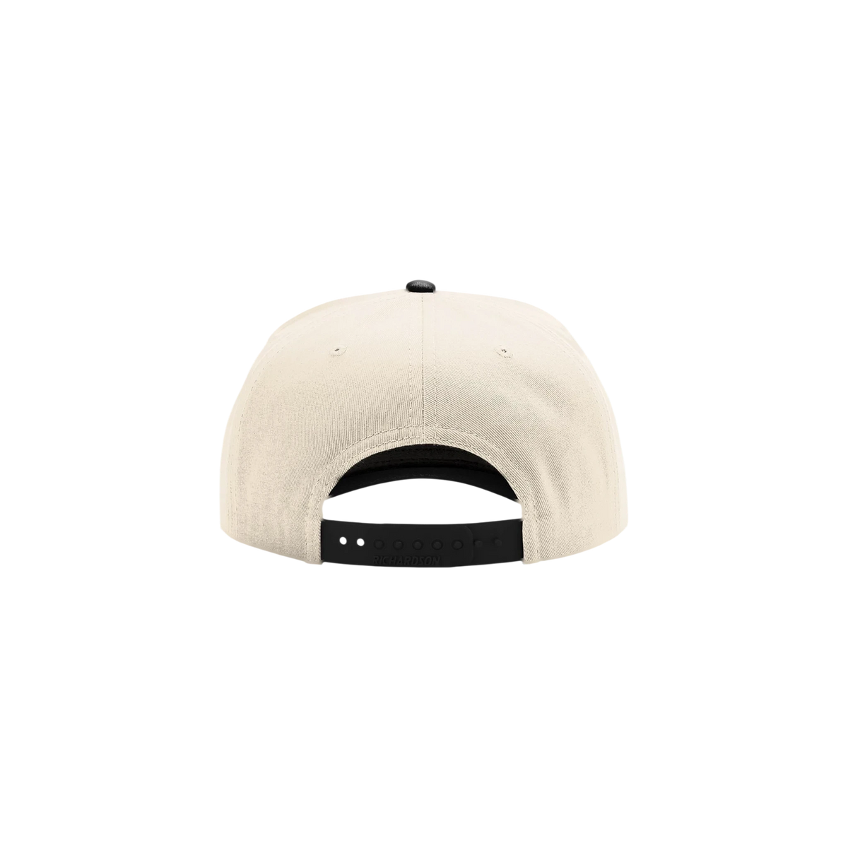 Richardson Full Fabric 5-Panel Champ in Cream/ Cream/ Black — custom branded by Motive
