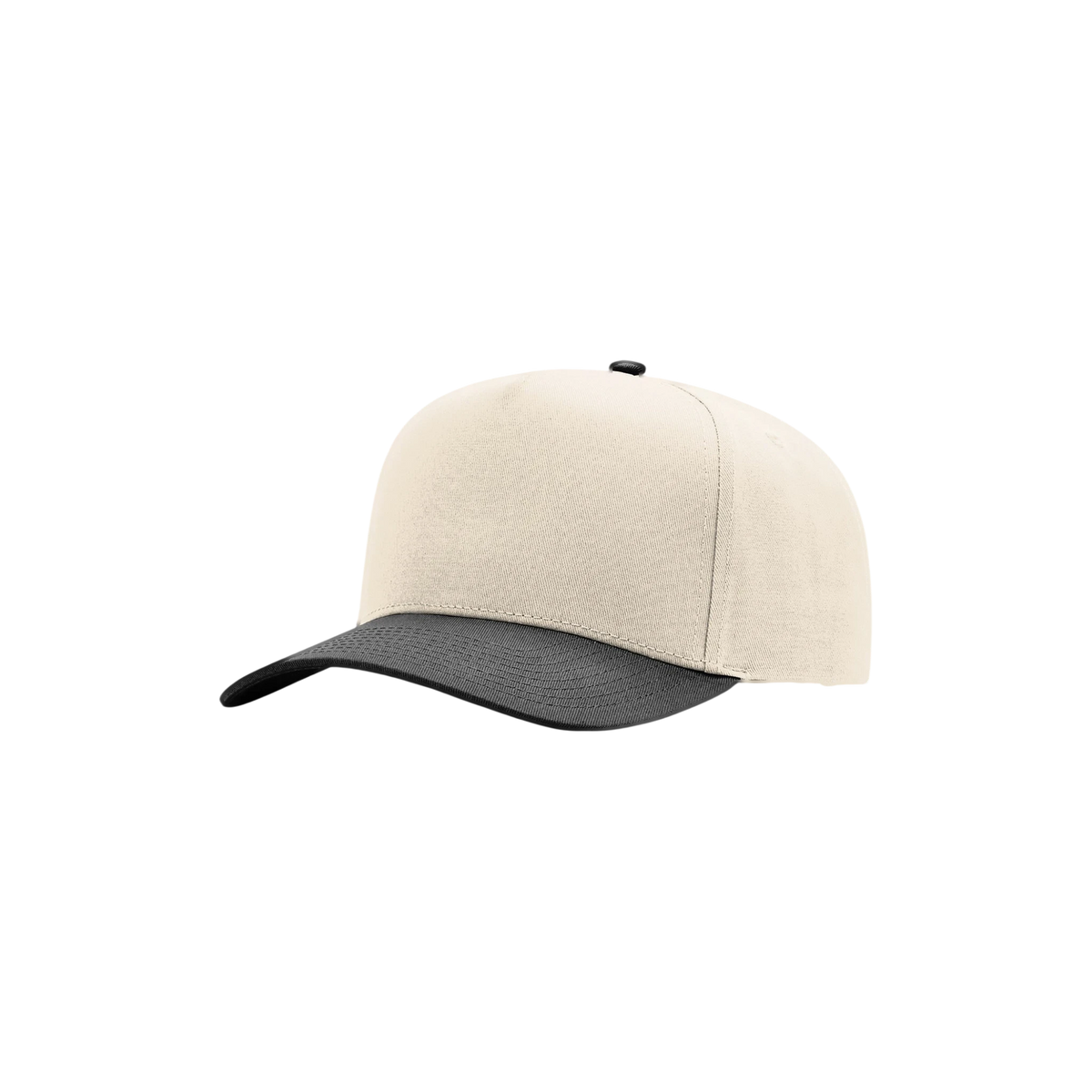 Richardson Full Fabric 5-Panel Champ in Cream/ Cream/ Black — custom branded by Motive