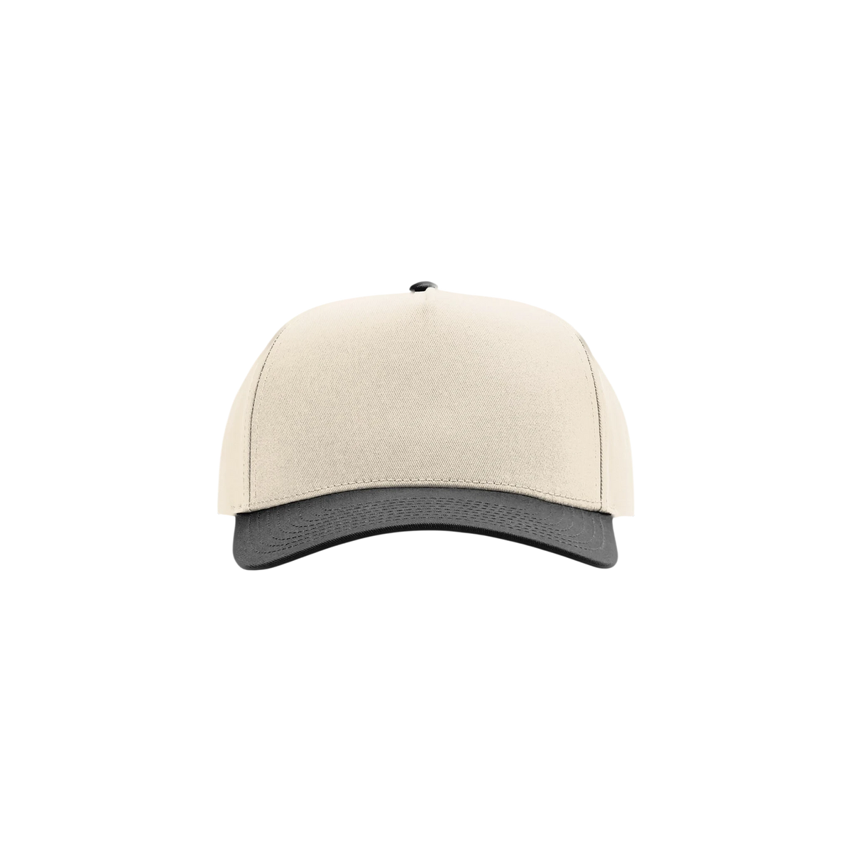 Richardson Full Fabric 5-Panel Champ in Cream/ Cream/ Black — custom branded by Motive