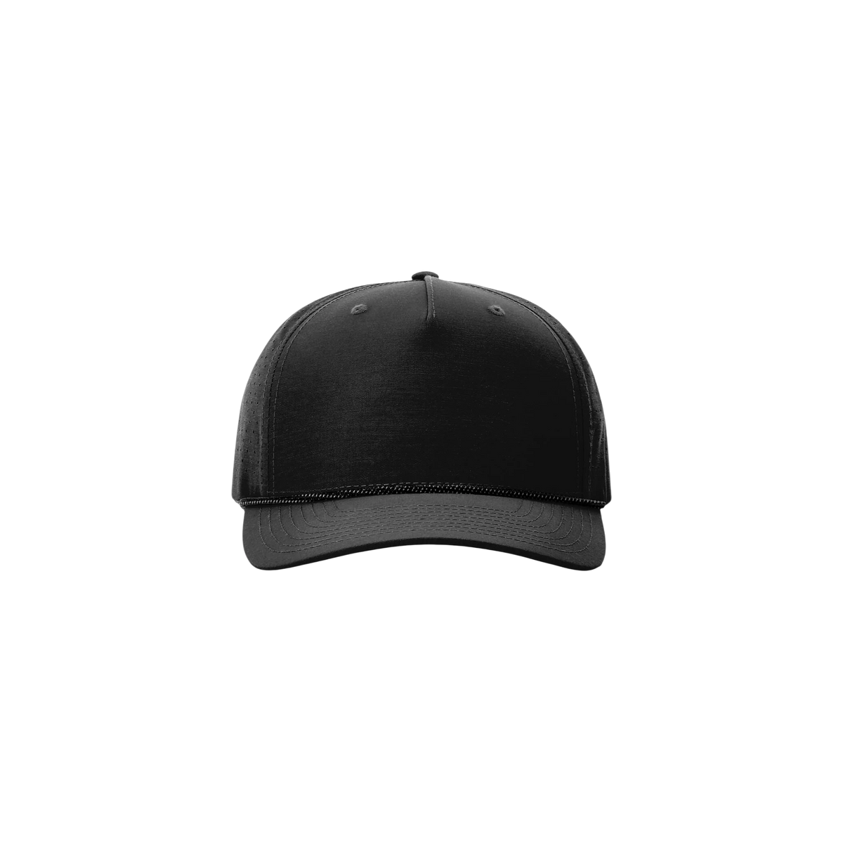 Richardson Laser Perf Performance Rope Cap in Black/ Black Grey