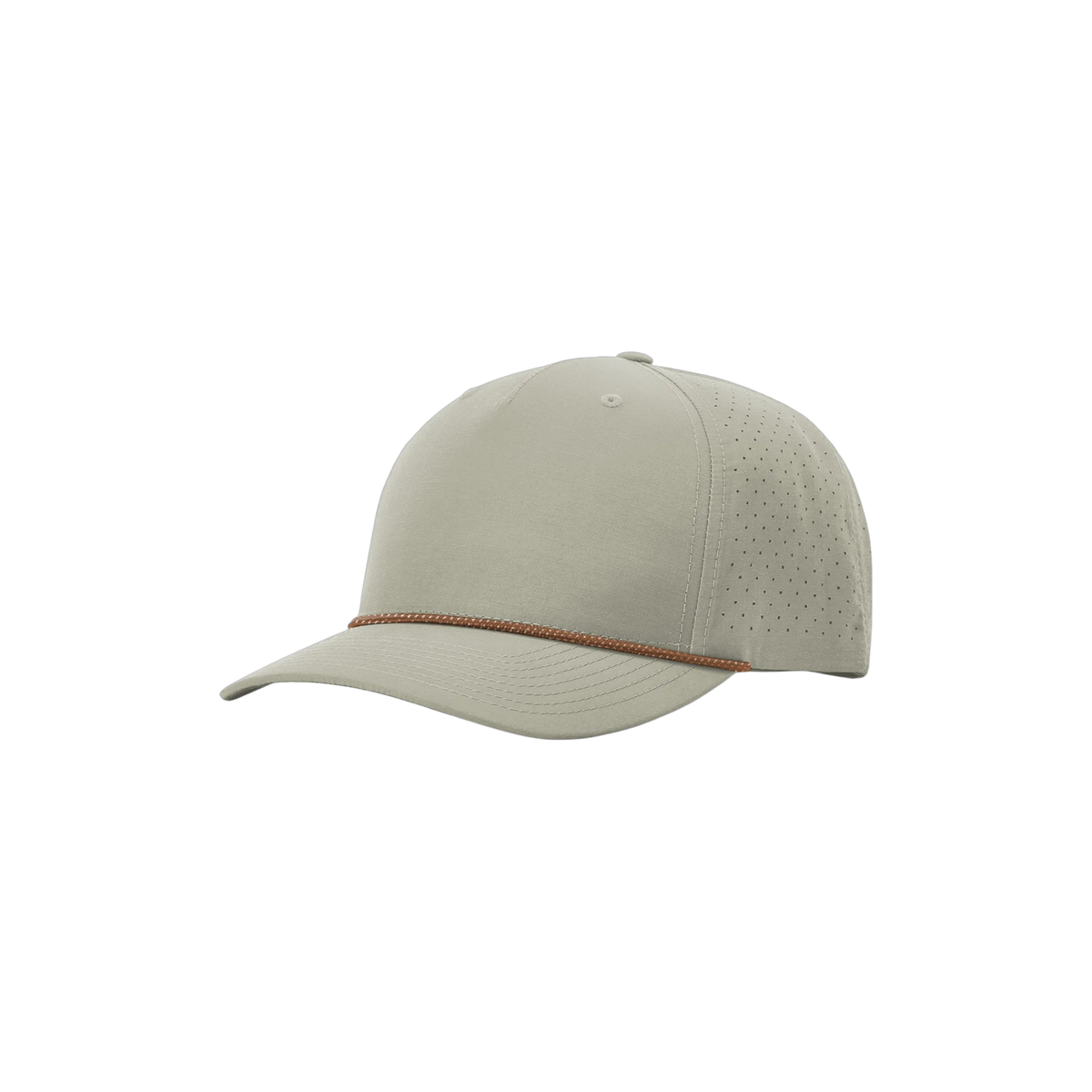 Richardson Laser Perf Performance Rope Cap in Trenchcoat/ Russet Grey — custom branded by Motive