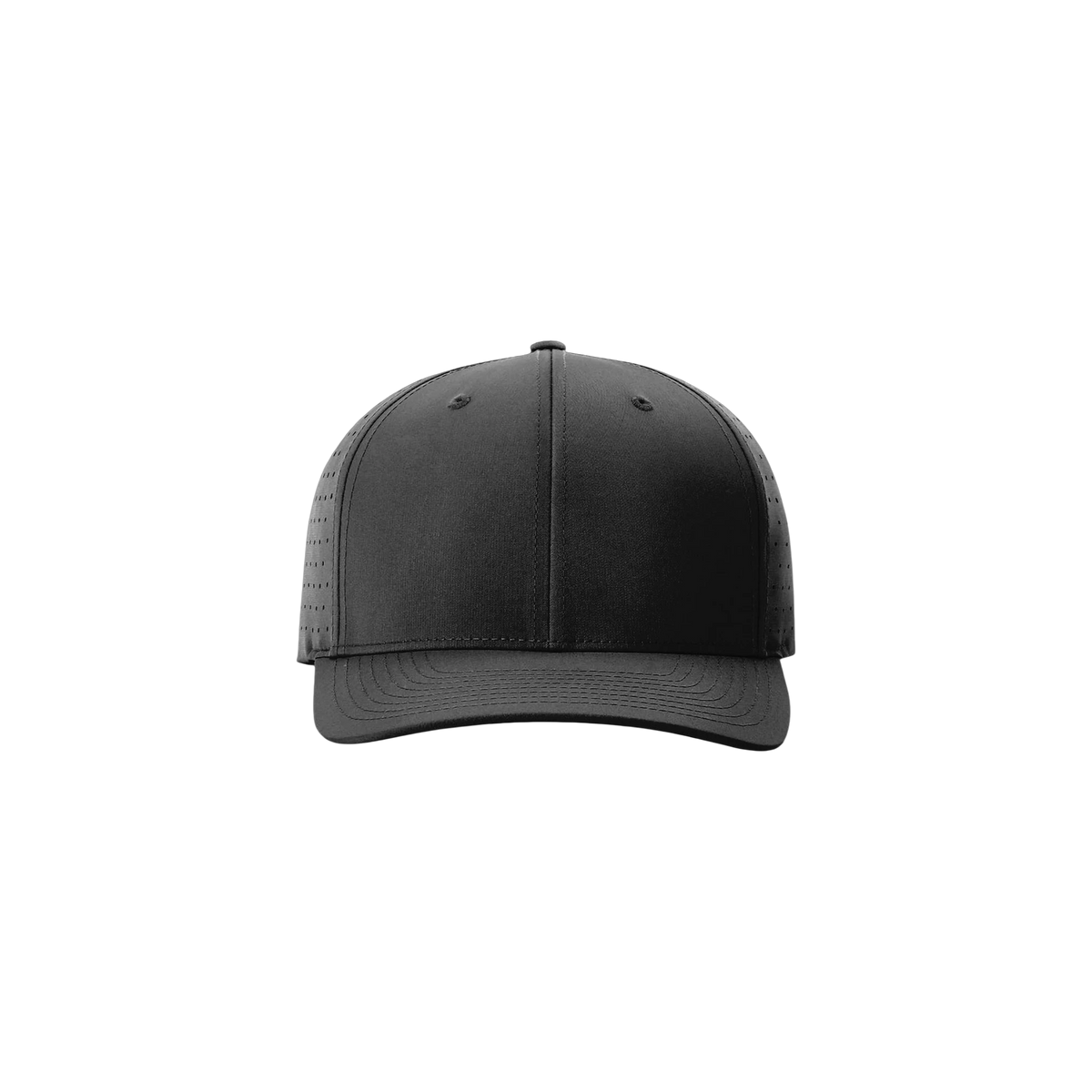 Richardson Laser Perf R-Flex Snapback in Black — custom branded by Motive