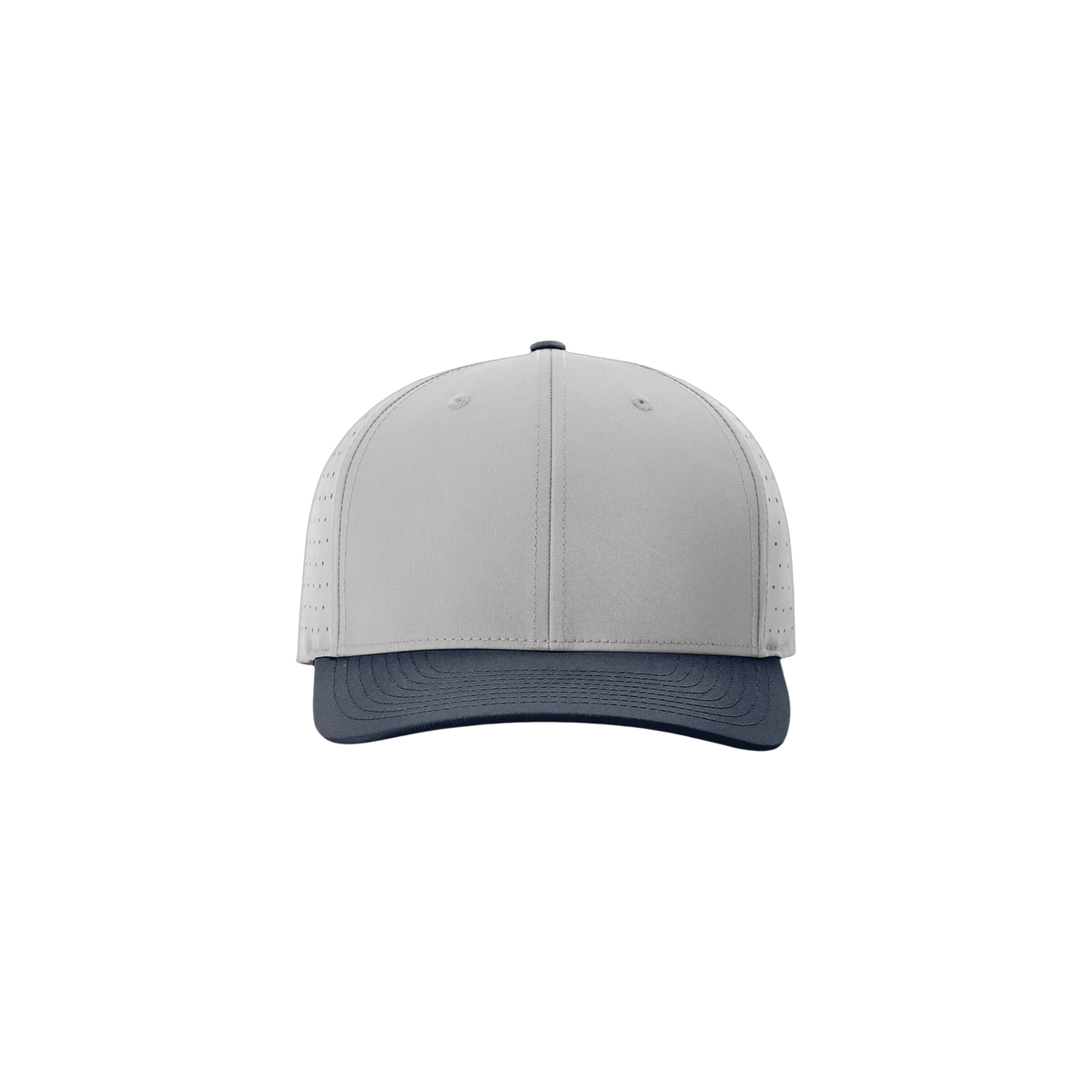Richardson Laser Perf R-Flex Snapback in Grey/ Grey/ Navy — custom branded by Motive