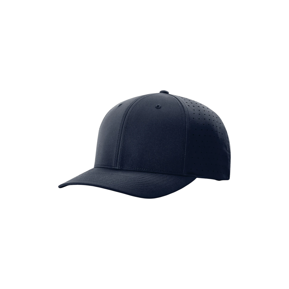 Richardson Laser Perf R-Flex Snapback in Navy — custom branded by Motive