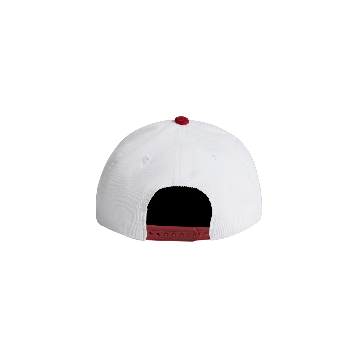 AS Colour Class Cord Two-Tone Cap in White/Cardinal — custom branded by Motive