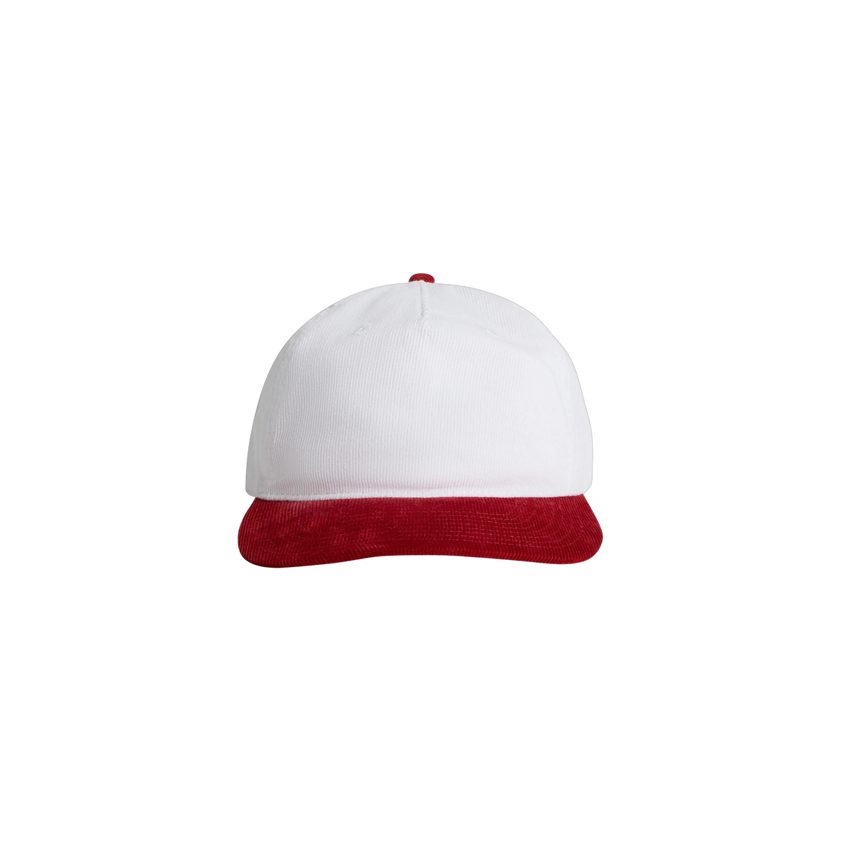 AS Colour Class Cord Two-Tone Cap in White/Cardinal — custom branded by Motive