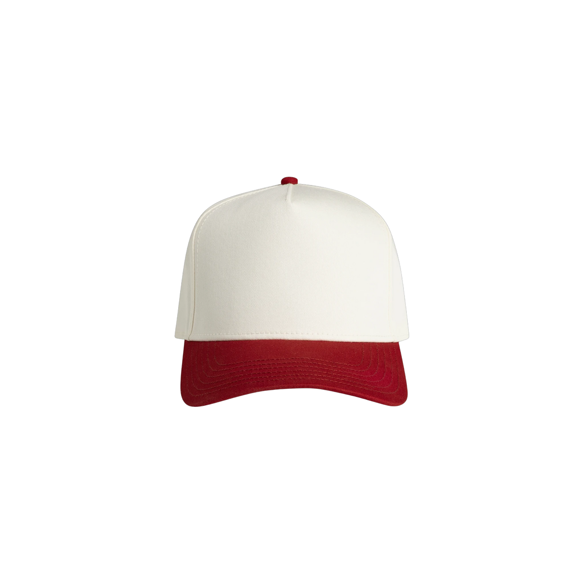 AS Colour Frame Two-Tone Cap in Natural/Cardinal — custom branded by Motive