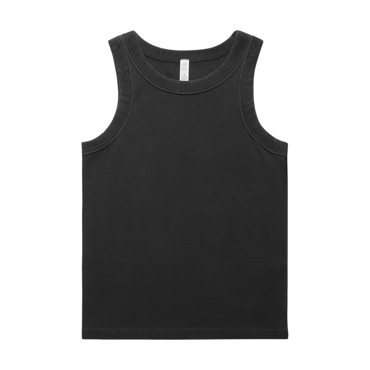 AS Colour Faded Organic Rib Tank in Faded Black — custom branded by Motive