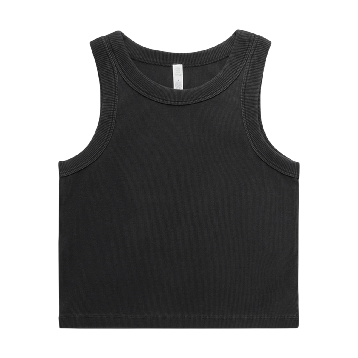 AS Colour Faded Organic Rib Crop Tank in Faded Black — custom branded by Motive