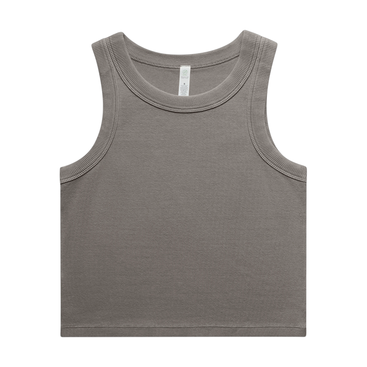 AS Colour Faded Organic Rib Crop Tank in Faded Grey — custom branded by Motive