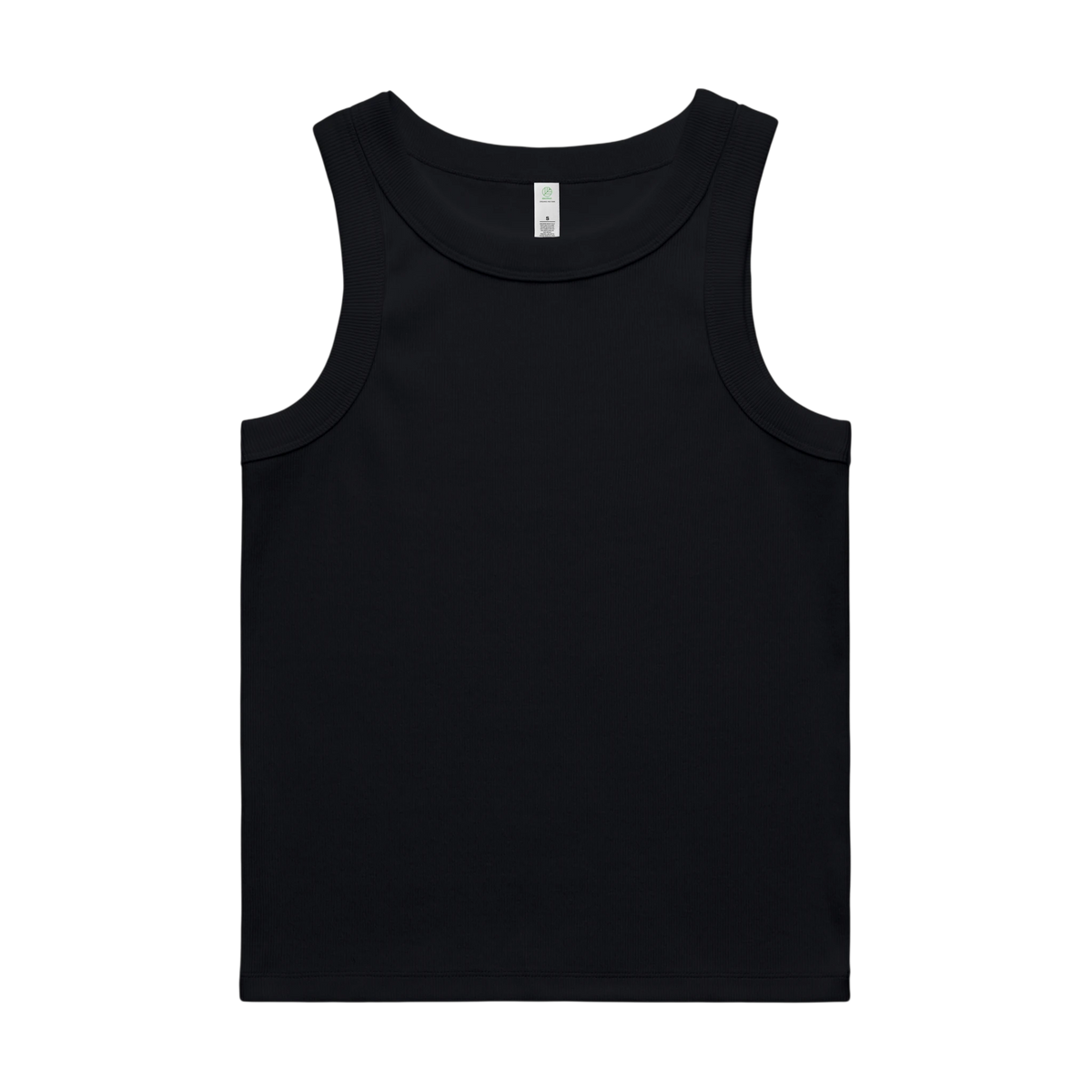 AS Colour Organic Rib Tank in Black — custom branded by Motive