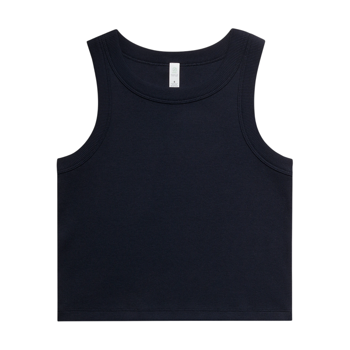 AS Colour Organic Rib Crop Tank in Navy — custom branded by Motive