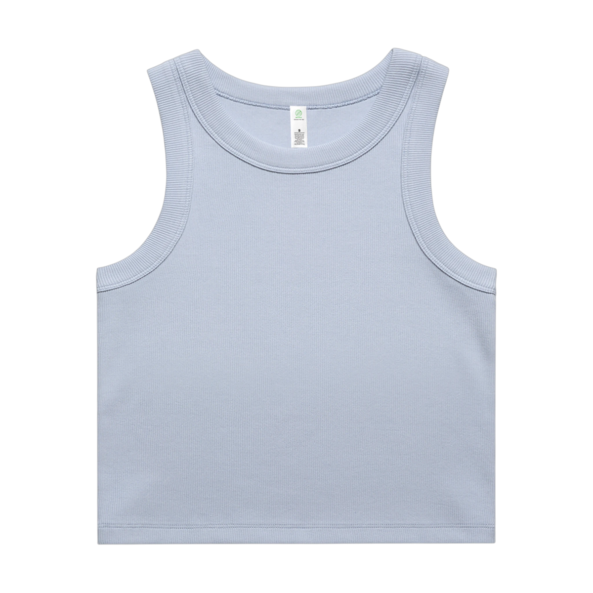 AS Colour Organic Rib Crop Tank in Powder — custom branded by Motive