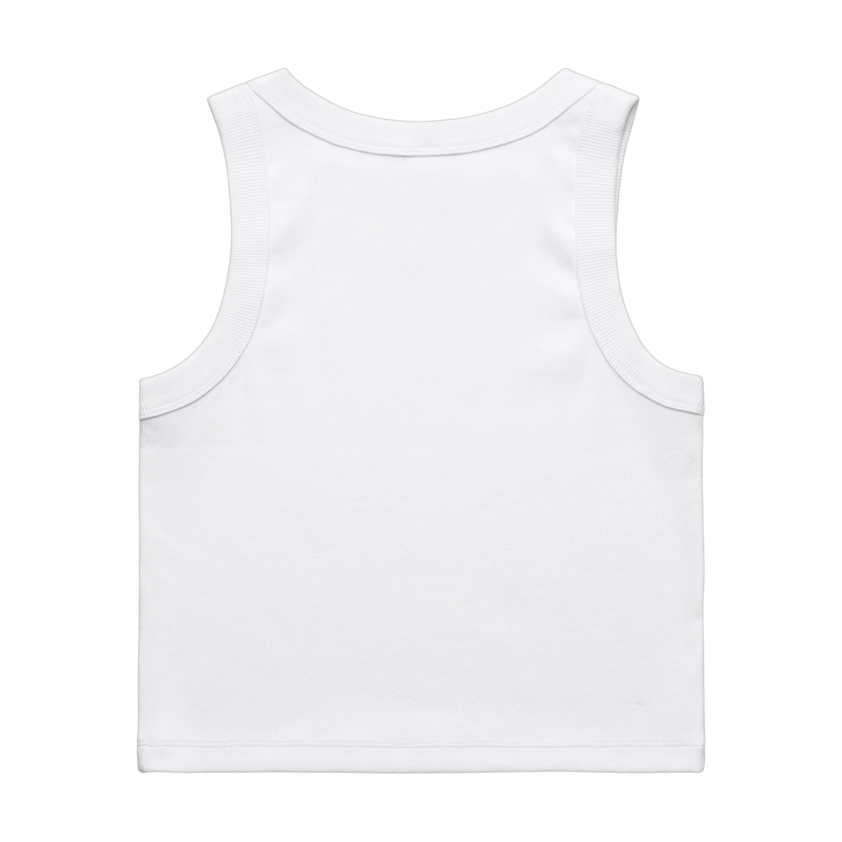 AS Colour Organic Rib Crop Tank in White — custom branded by Motive