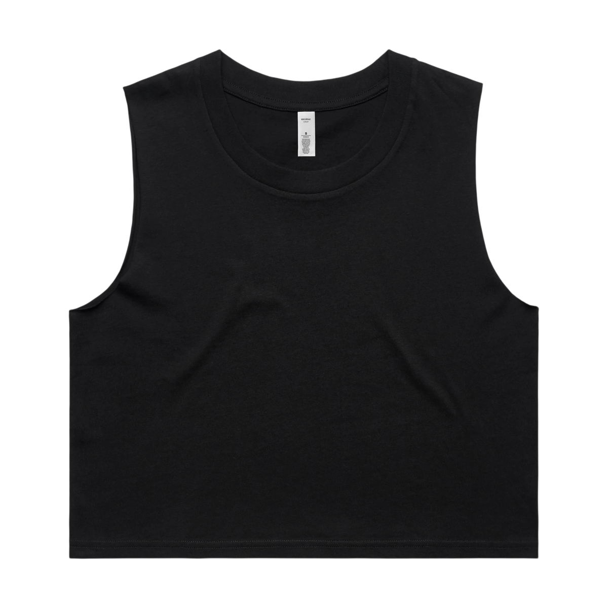 AS Colour Crop Tank in Black — custom branded by Motive
