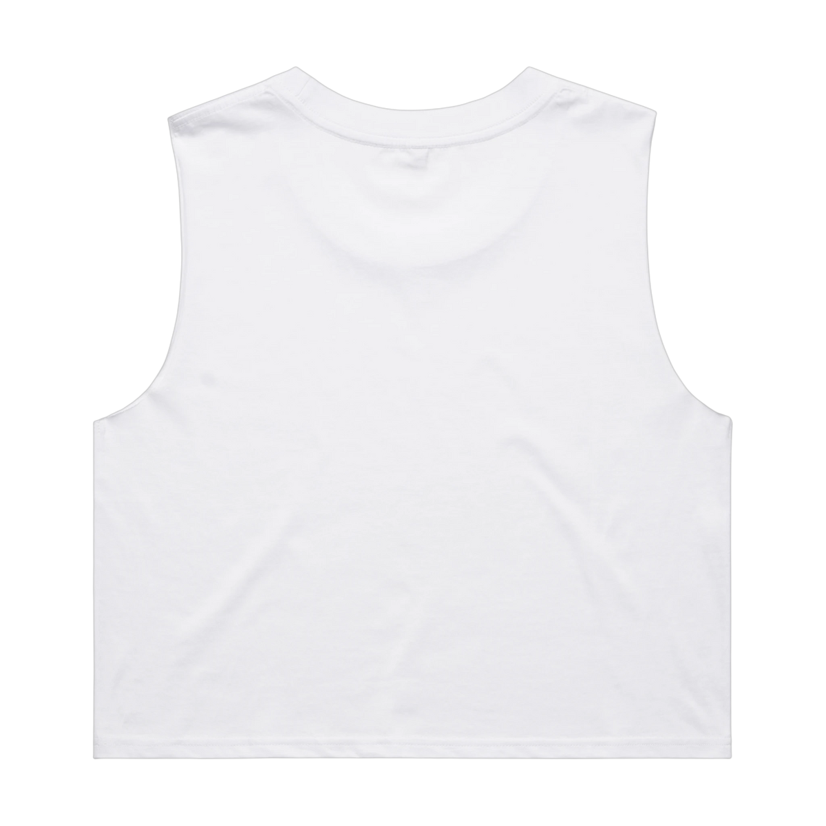 AS Colour Crop Tank in White — custom branded by Motive
