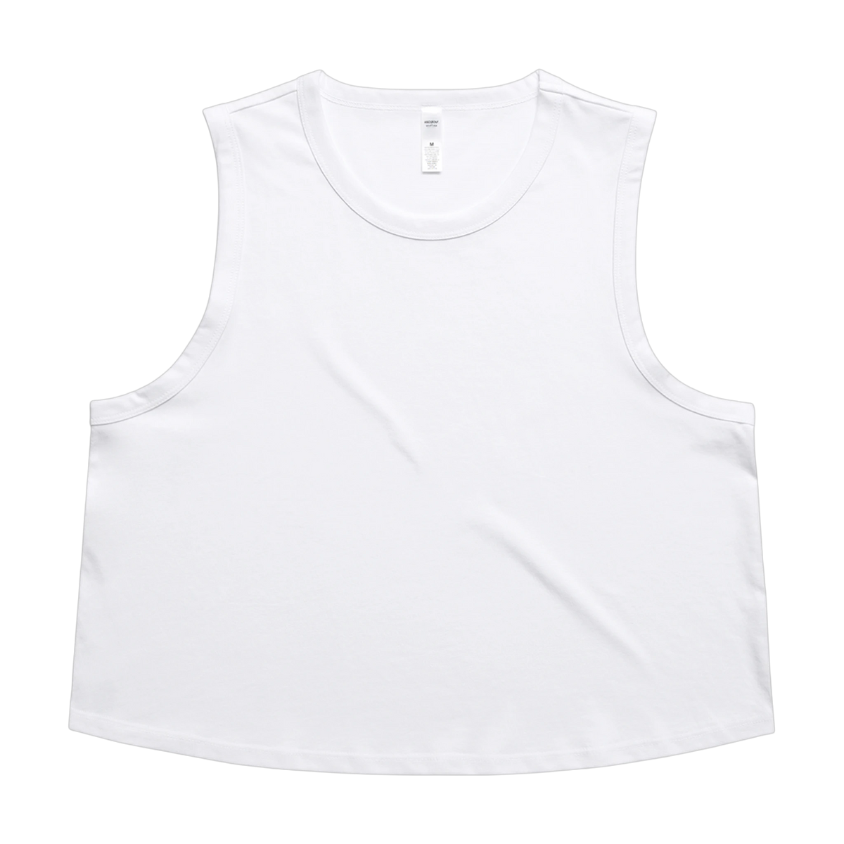 AS Colour Martina Crop Tank in White — custom branded by Motive