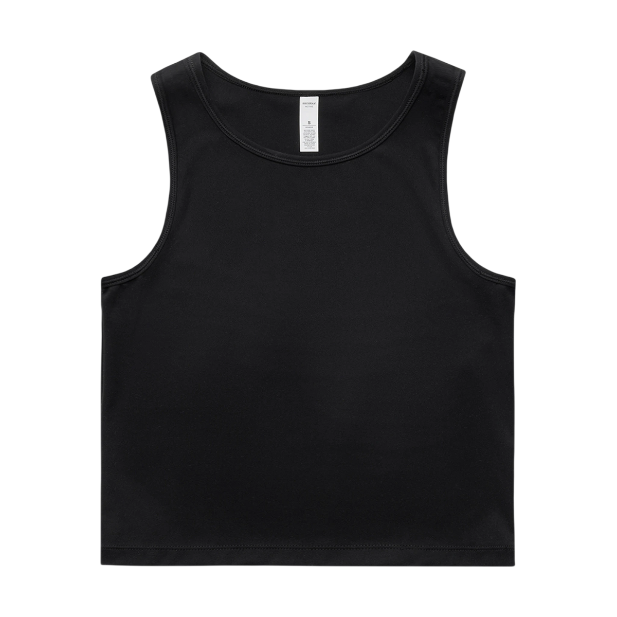 AS Colour Active Crop Tank in Black — custom branded by Motive