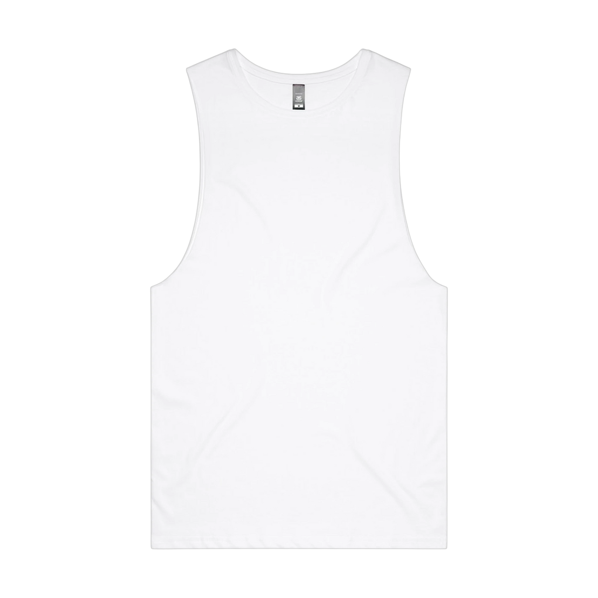 AS Colour Barnard Tank in White — custom branded by Motive