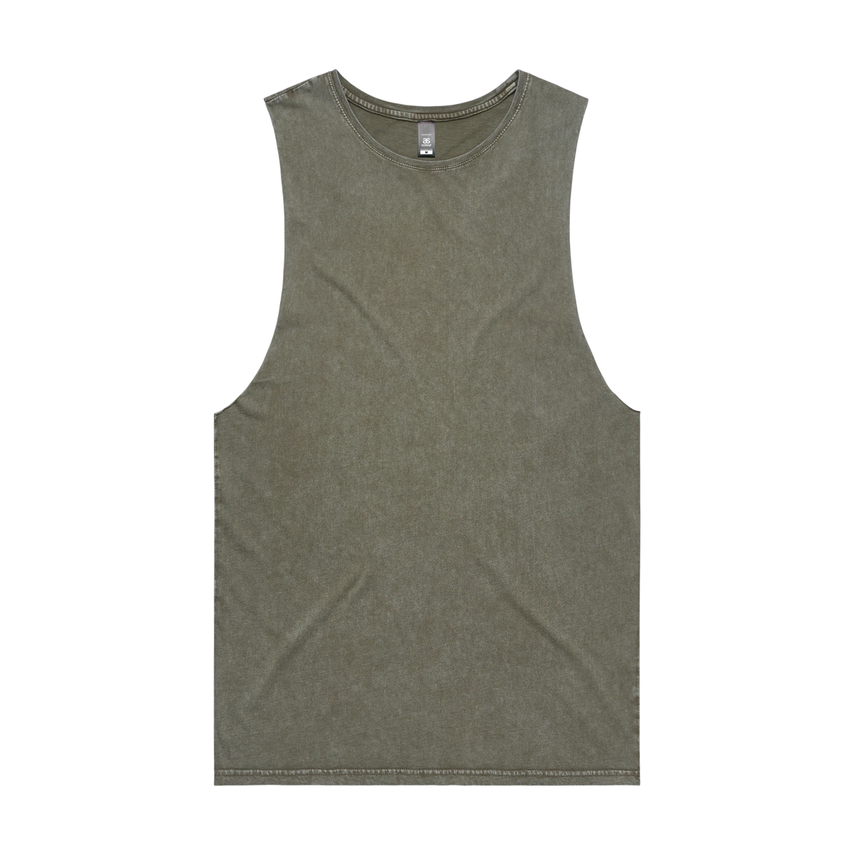 AS Colour Stone Wash Barnard Tank in Moss Stone — custom branded by Motive
