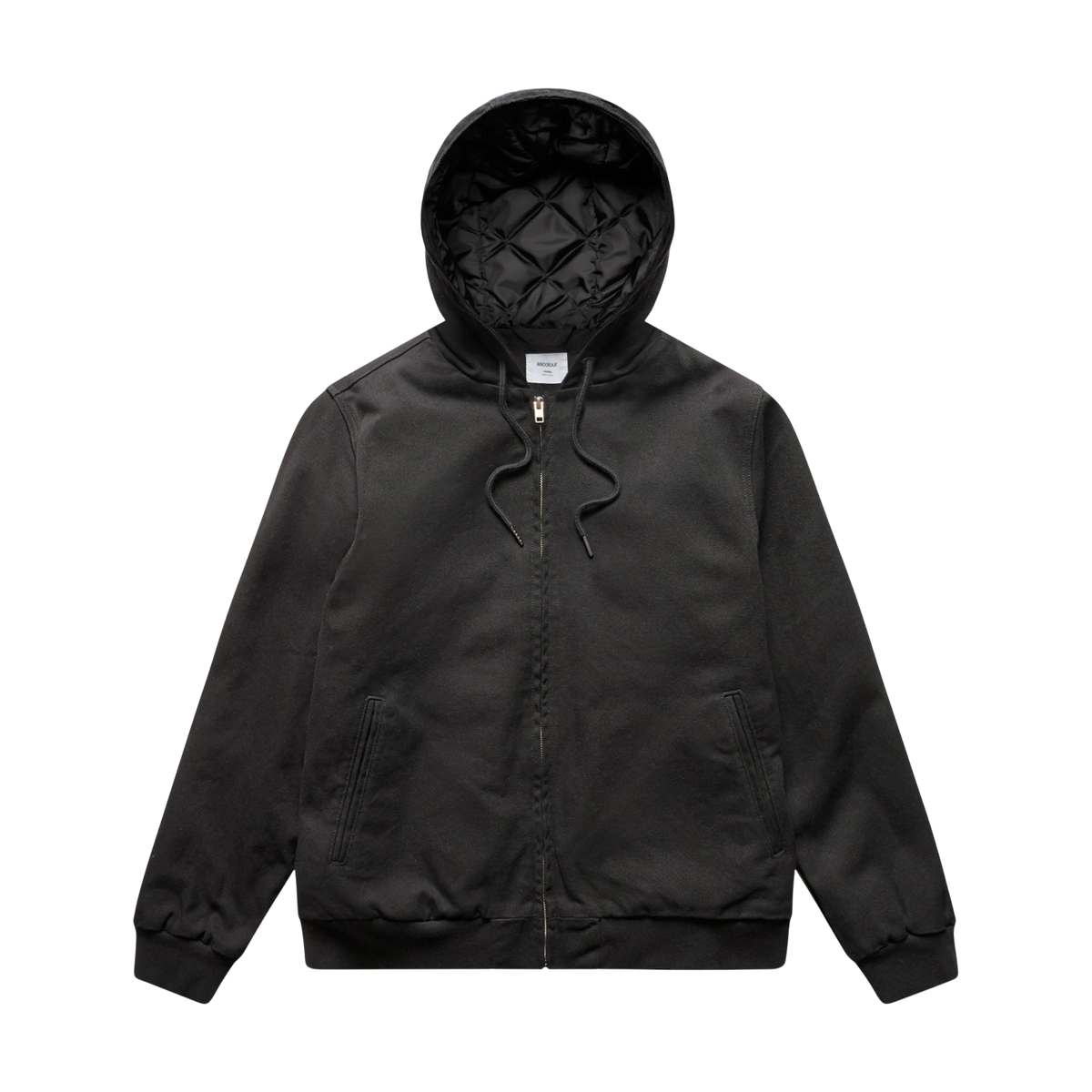AS Colour Canvas Bomber Hood Jacket in Black — custom branded by Motive