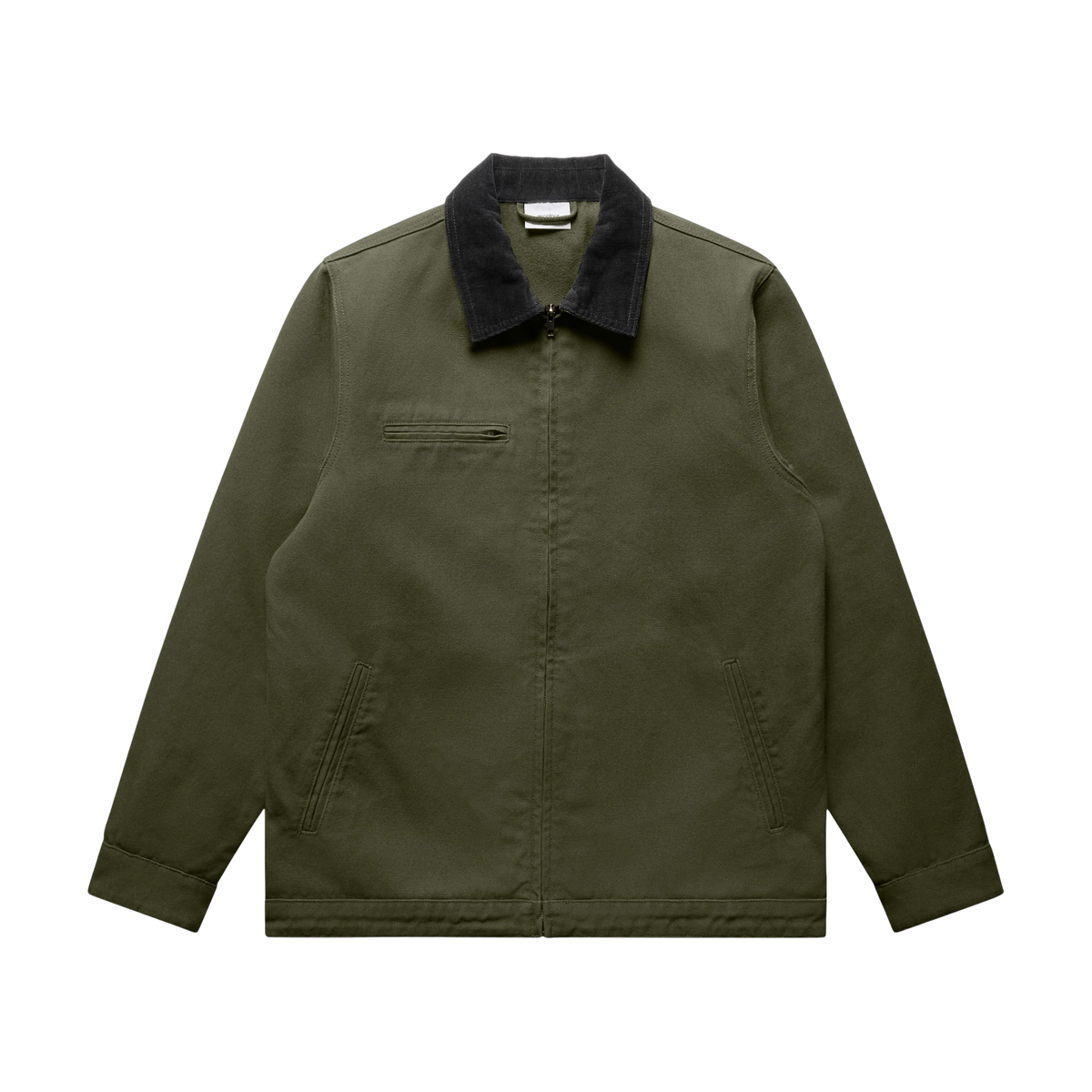 AS Colour Canvas Cord Collar Jacket in Army — custom branded by Motive