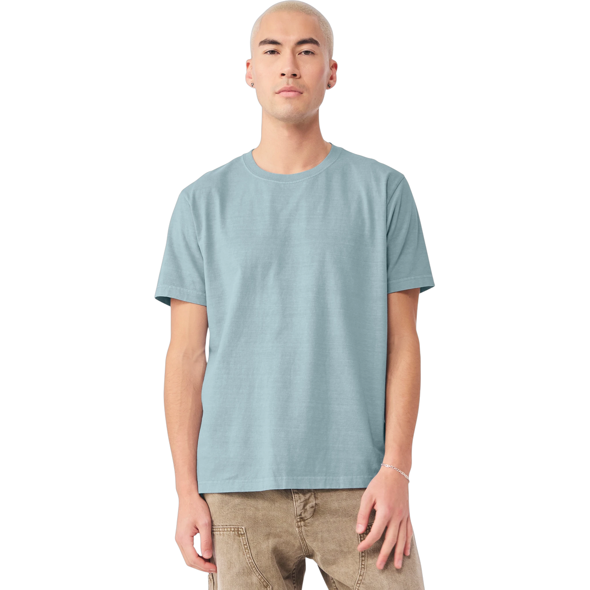 Bella+Canvas Heavyweight Garment-Dyed Tee in Light Washed Denim — custom branded by Motive