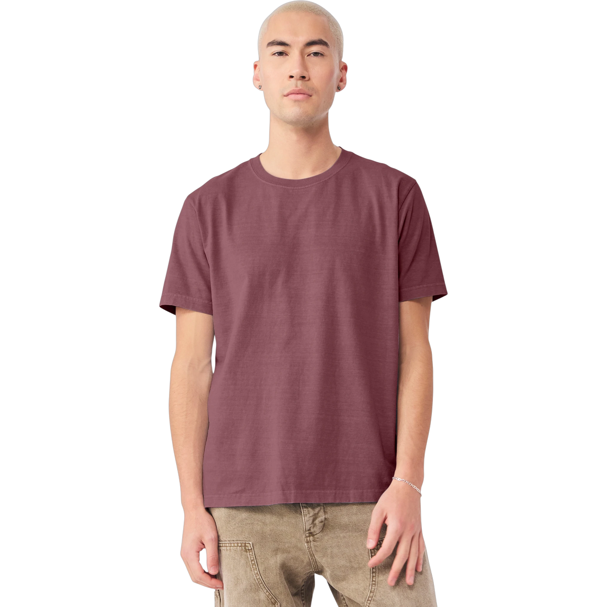 Bella+Canvas Heavyweight Garment-Dyed Tee in Washed Maroon — custom branded by Motive