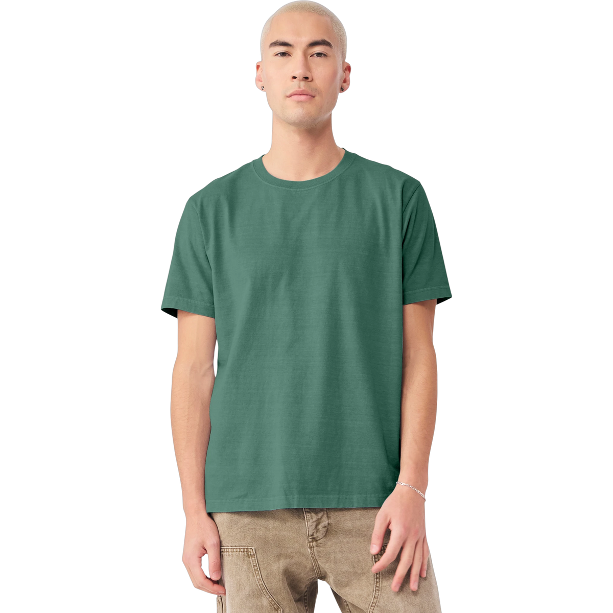 Bella+Canvas Heavyweight Garment-Dyed Tee in Washed Pine — custom branded by Motive